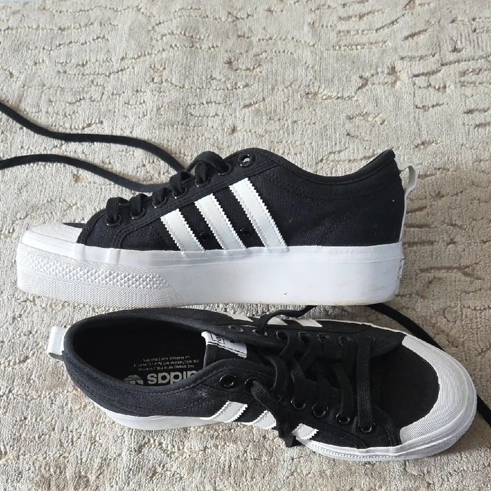 Adidas Women's Black and White Platform Sneakers
